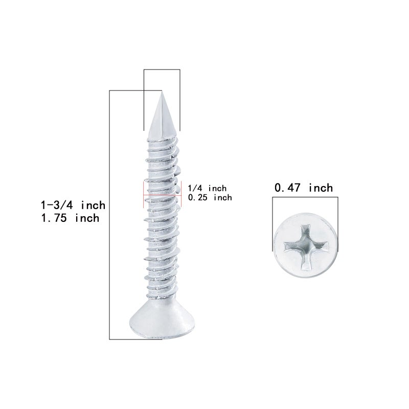 WenSilon(30 PCS) 1/4"" x1-3/4 White Concrete Screw Anchor White Flat Head for Anchoring to Masonry, Block or Brick Stucco - Image 2